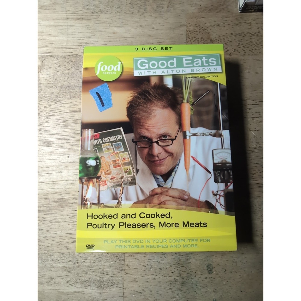 Good Eats Alton Brown DVD 3 Disc Set Food Network Hooked and Cooked Takeout
